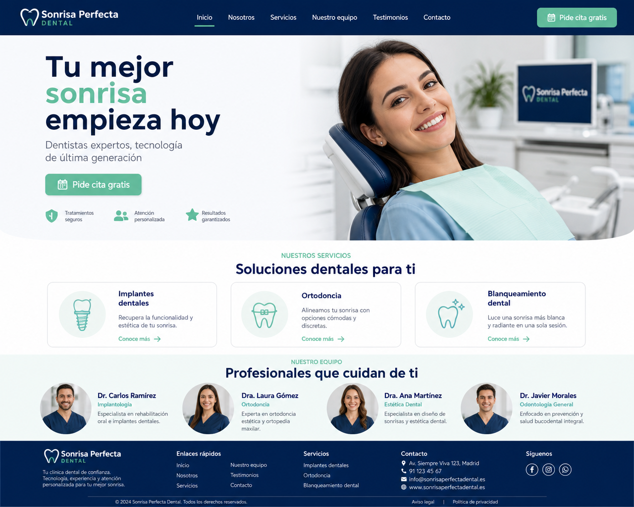 Landing page para clínica dental moderna