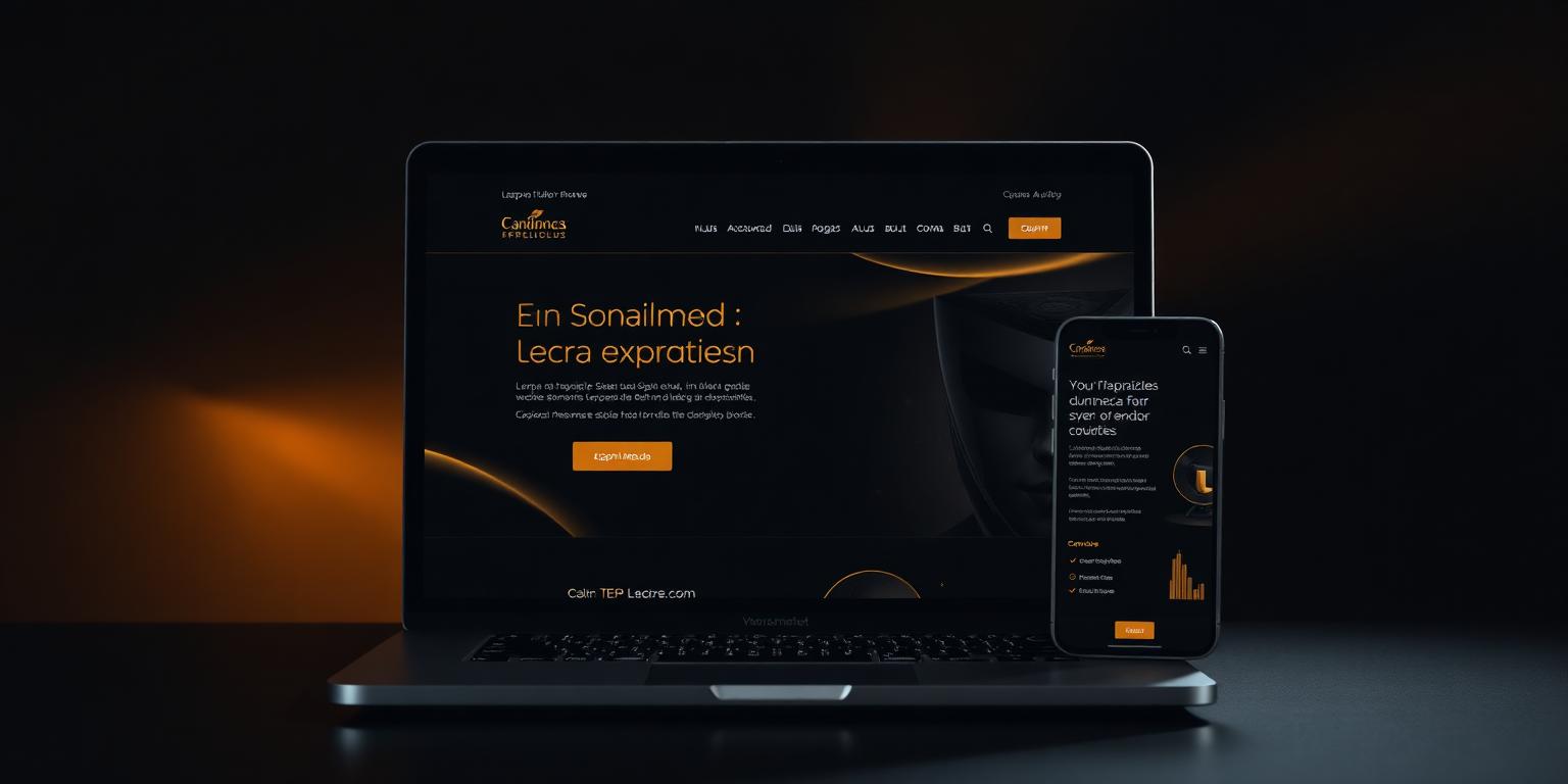 Página web profesional premium mostrada en portátil y móvil